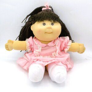 Hasbro Cabbage Patch Kids First Edition Doll 16"Brown Hair Pink Dress & White So